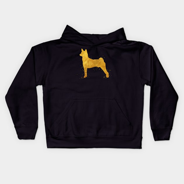 Basenji dog golden art Kids Hoodie by Yahya Art